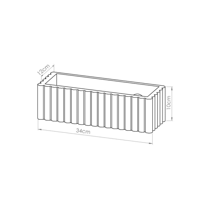 Dimensions Applique Murale Rectangle en Céramique Cannelée Blanc