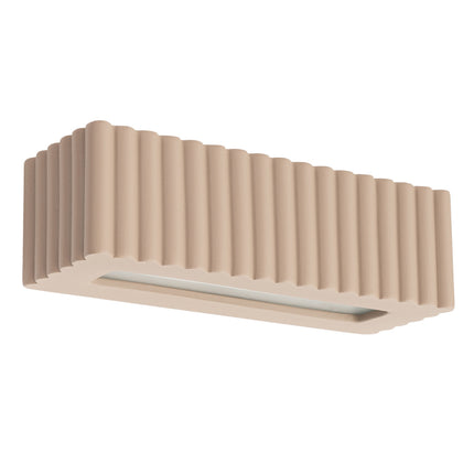 applique murale rectangle en céramique cannelée taupe, packshot sur fond blanc
