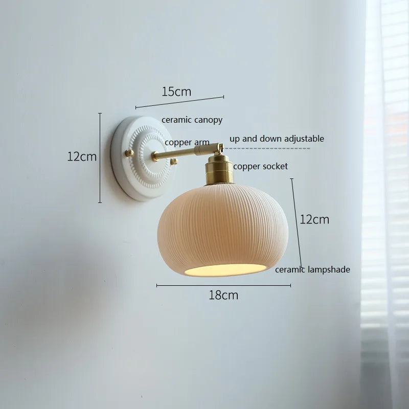 Dimensions Applique Murale Ronde en Céramique Rainurée Crème