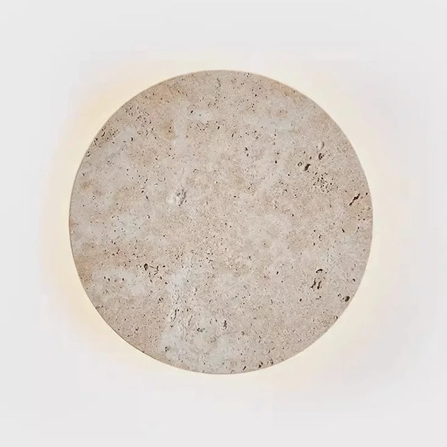 Applique murale ronde en travertin jaune naturel au design minimaliste