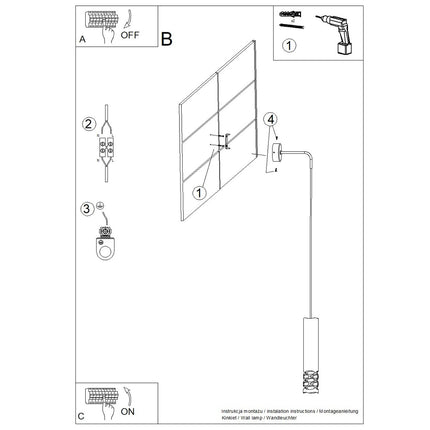 applique murale tube suspendu à embout ajouré entrelacé blanc, notice de montage