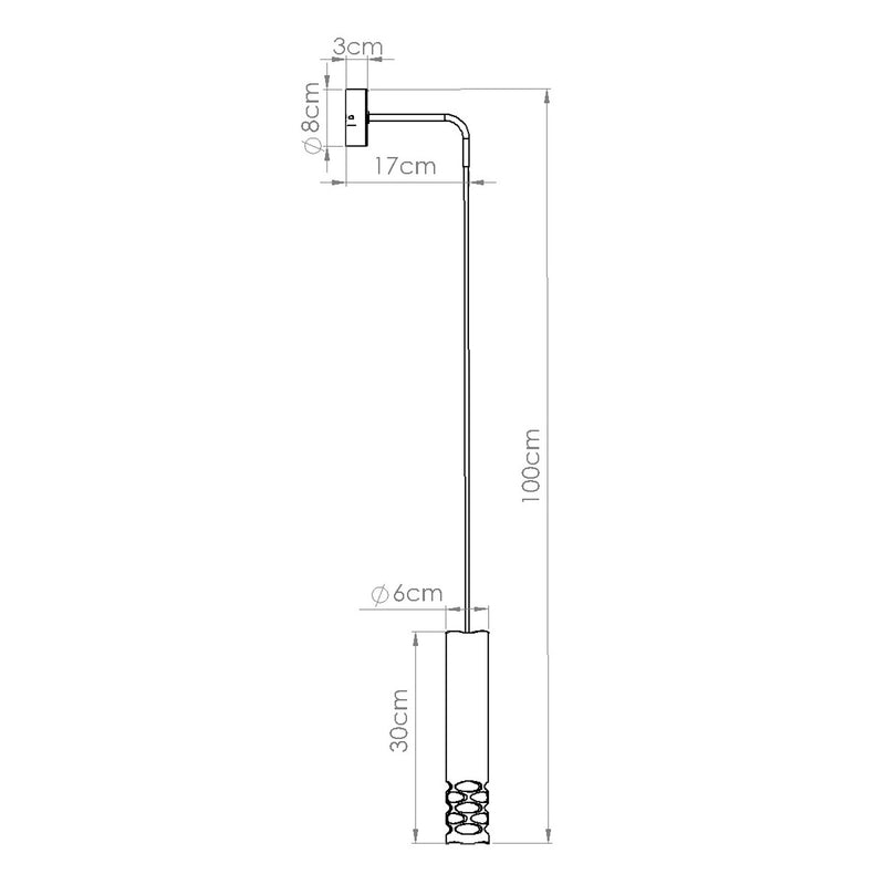 Dimensions Applique Murale Tube Suspendu à Embout Ajouré Entrelacé Blanc