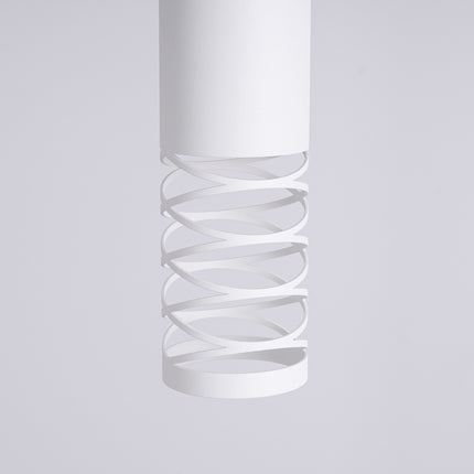 applique murale tube suspendu à embout ajouré spirale blanc, packshot de trois quarts