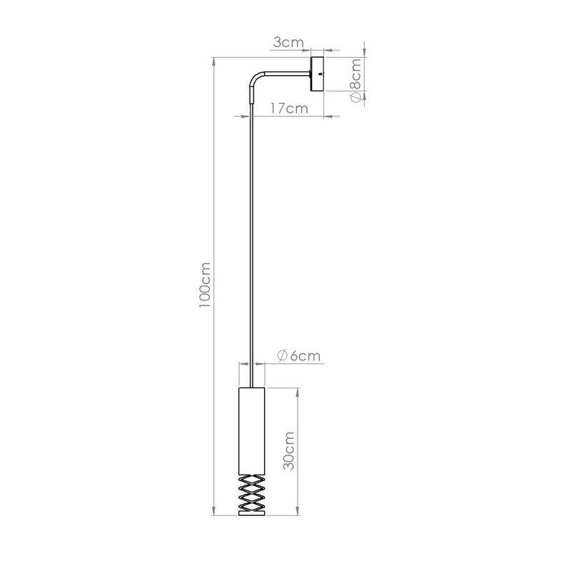 Dimensions Applique Murale Tube Suspendu à Embout Ajouré Spirale Blanc