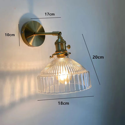 Schéma des dimensions de l'applique murale en verre strié transparent avec cotes en centimètres