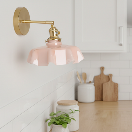 Applique murale nordique en verre coloré et laiton