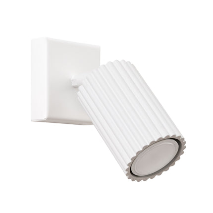 Visuel de référence du modèle Oslo blanc, tête striée orientable sur pied avec interrupteur filaire