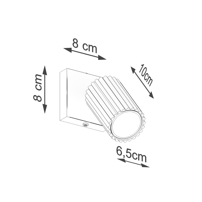 Dimensions Applique Murale Orientable Oslo en Aluminium Cannelé Or