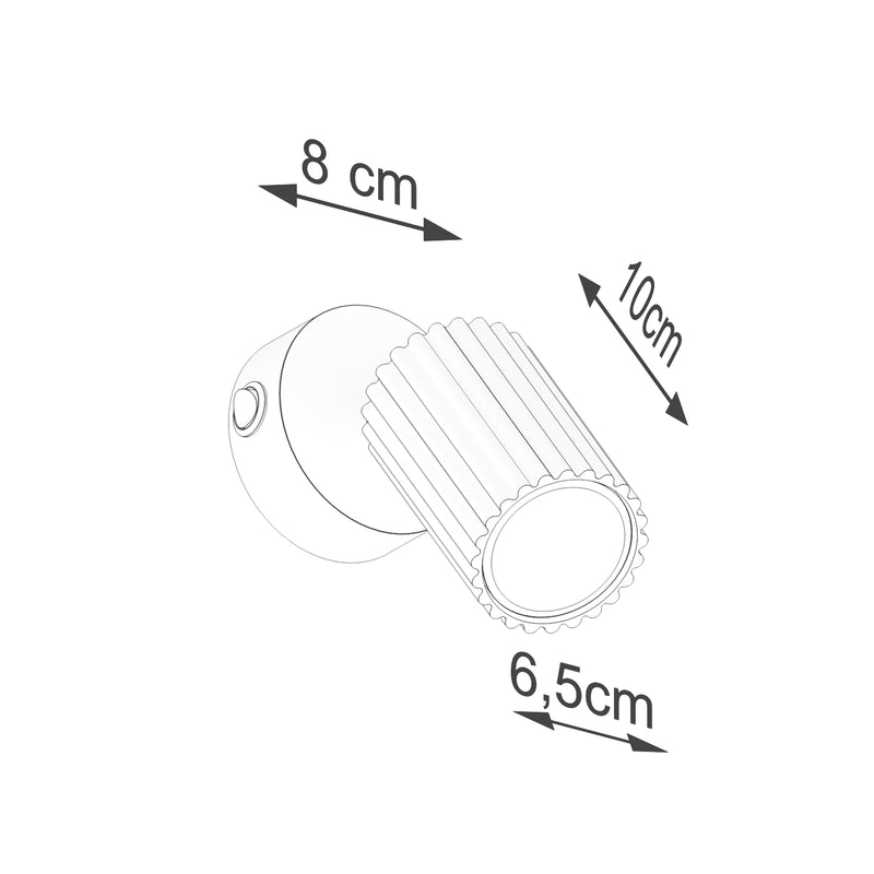 Dimensions Aplique de pared ajustable Oslo con interruptor blanco