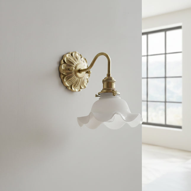 Originale Wandlampe aus Kupfer und Keramik