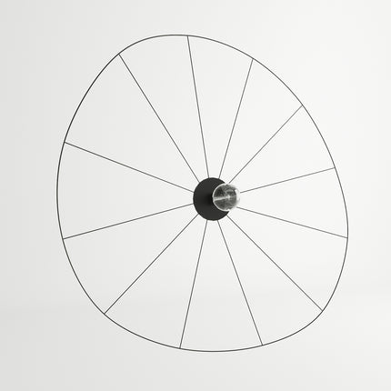 Applique plafonnier circulaire filaire noir de 110 cm, disque en tiges d'acier, fond clair