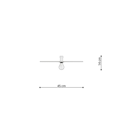 Schema cote de l'applique circulaire 45 cm : diametre 45 cm, profondeur 14 cm