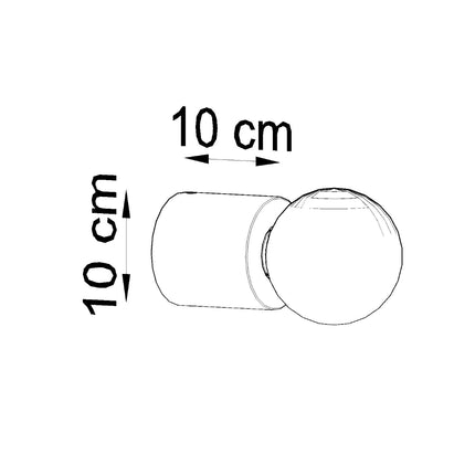 Schéma coté de l'applique : cylindre en bois de 10 cm de diamètre et 10 cm de hauteur.