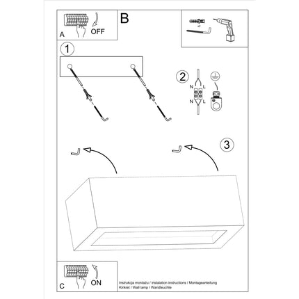 Instructions de montage de l'applique Rectangle Ouvert 30 en béton