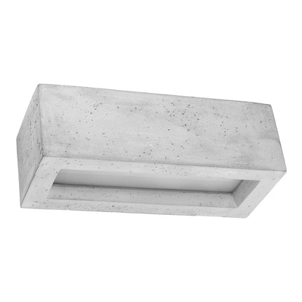 Applique Murale Rectangle Ouvert 30 en béton, vue en angle, éteinte