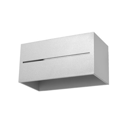 Applique murale rectangle ouvert grise en aluminium sur fond blanc