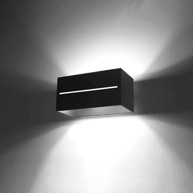 Applique rectangle ouvert noire allumée, fente lumineuse et diffusion haut et bas