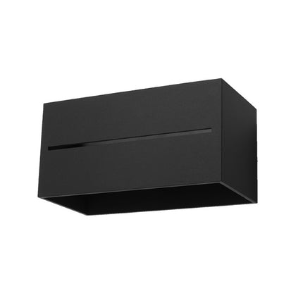 Applique murale rectangle ouvert noire en aluminium sur fond blanc