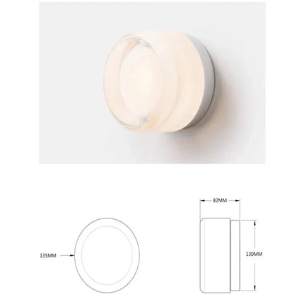 Schéma coté de l'applique ronde, diamètre 135 mm et saillie 82 mm