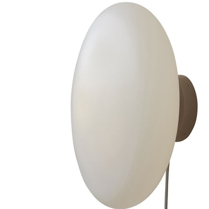 Packshot de l'applique murale Sapporo Verre Blanc et Sable, diamètre 34 cm, fond blanc