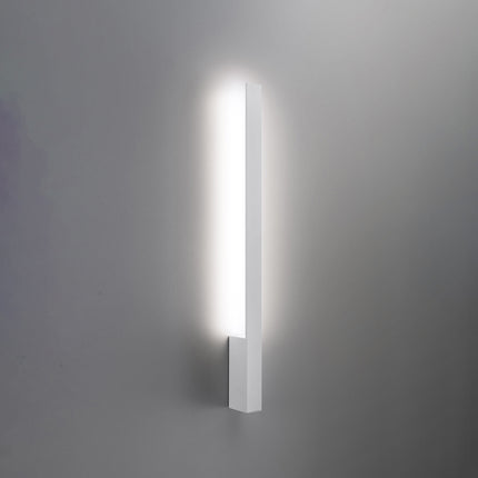 Applique Slim Design blanc allumée, halo blanc neutre diffusé vers le haut et le bas du mur