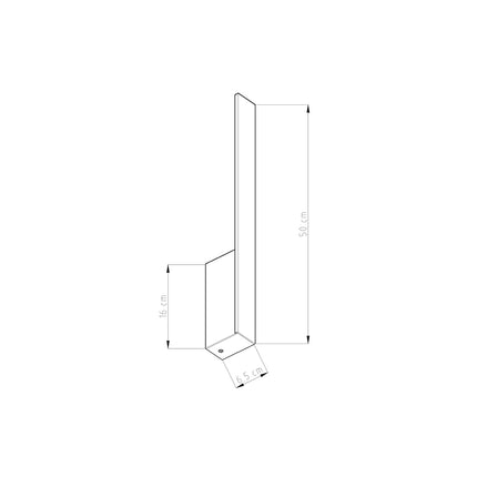 Schéma des dimensions de l'applique Slim Design S : 50 cm de hauteur