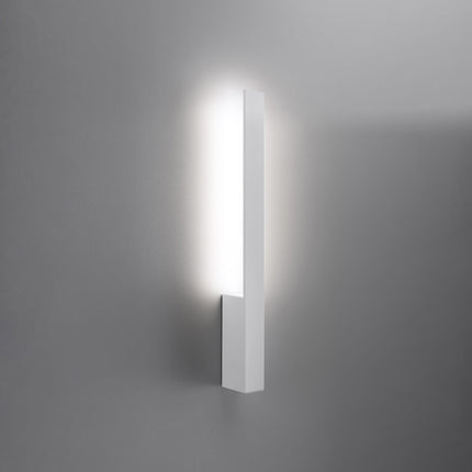 Applique Slim Design blanc allumée, halo blanc neutre diffusé vers le haut et le bas du mur