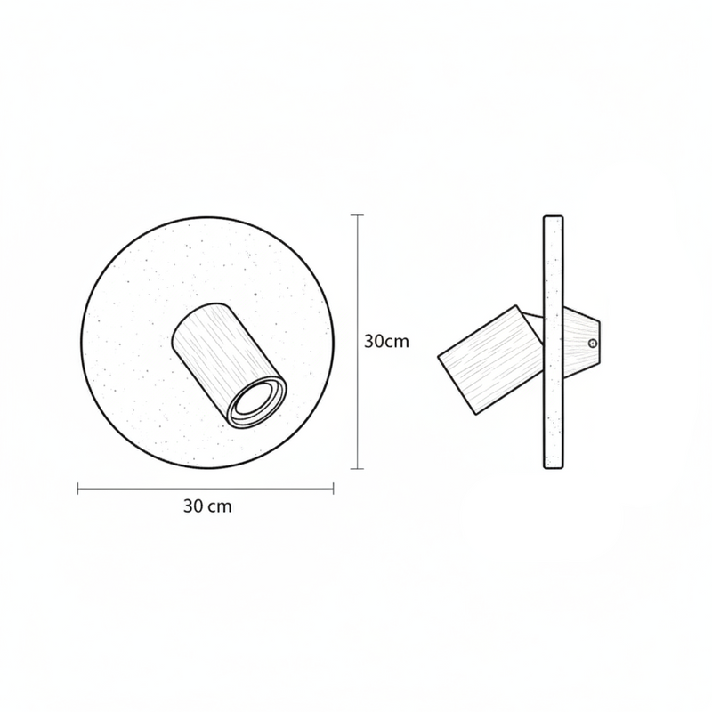 Dimensions Applique Murale en Travertin avec Projecteur Orientable en Bois