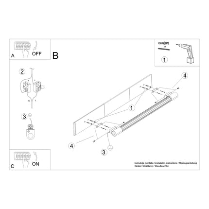 Instructions de montage de l'applique tube lumineux noir