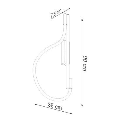 Schéma des dimensions de l'Applique Tube LED Réglable