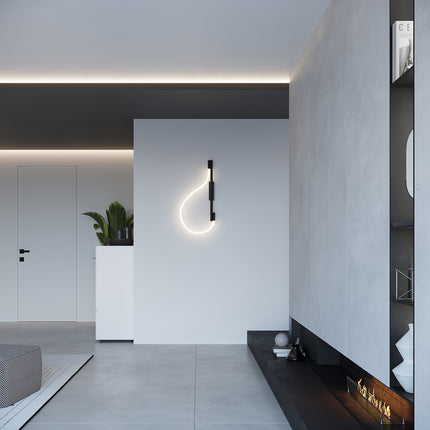 Applique Tube LED Réglable noire dans un salon contemporain