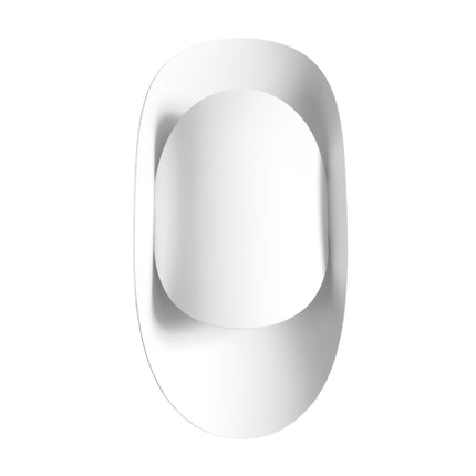 Applique murale Vortex ovale en acier blanc mat, deux coques emboîtées, vue de face