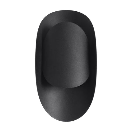 Applique murale Vortex ovale en acier noir mat, deux coques emboîtées, vue de face