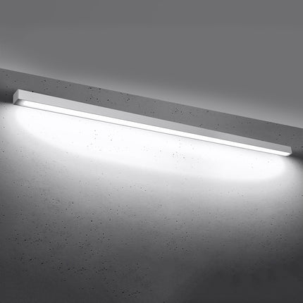 Applique Barre Moderne 200 blanche allumée, abat-jour opale diffusant une lumière homogène 4000K