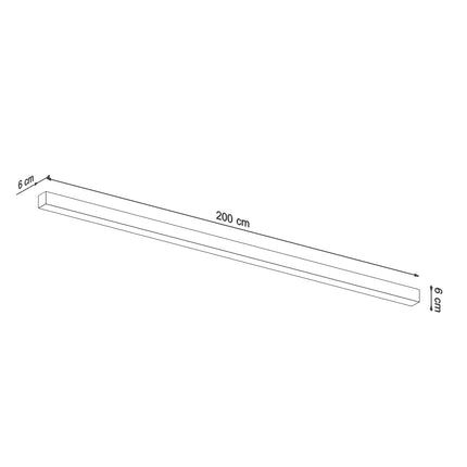 Schéma des dimensions du Plafonnier Barre Moderne 200 : 200 cm de long