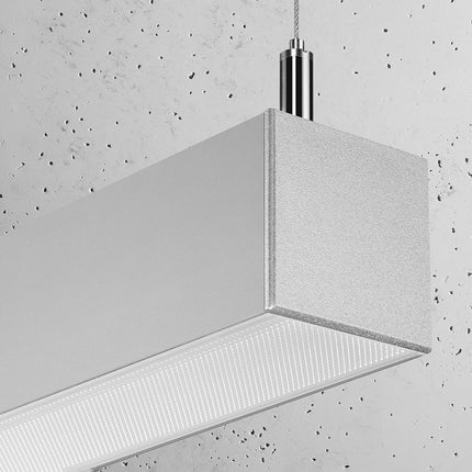 Suspension Barre Moderne 200 grise vue en angle, profil fin en aluminium