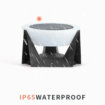 Schéma illustrant l'indice de protection IP65 de la borne solaire sous la pluie