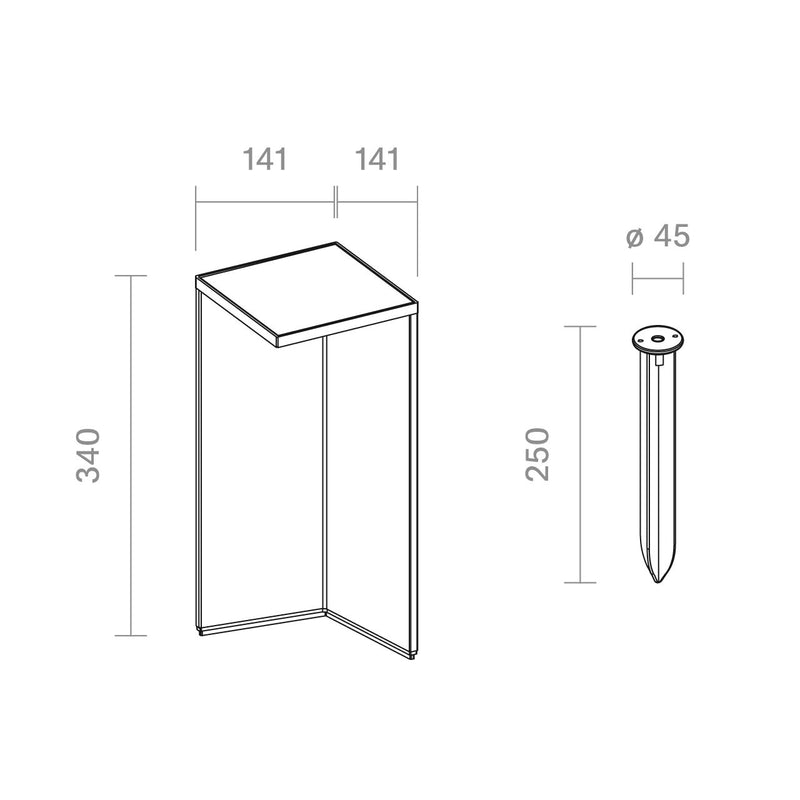 Dimensions Lámpara solar LED Nusolar 340 mm Antracita