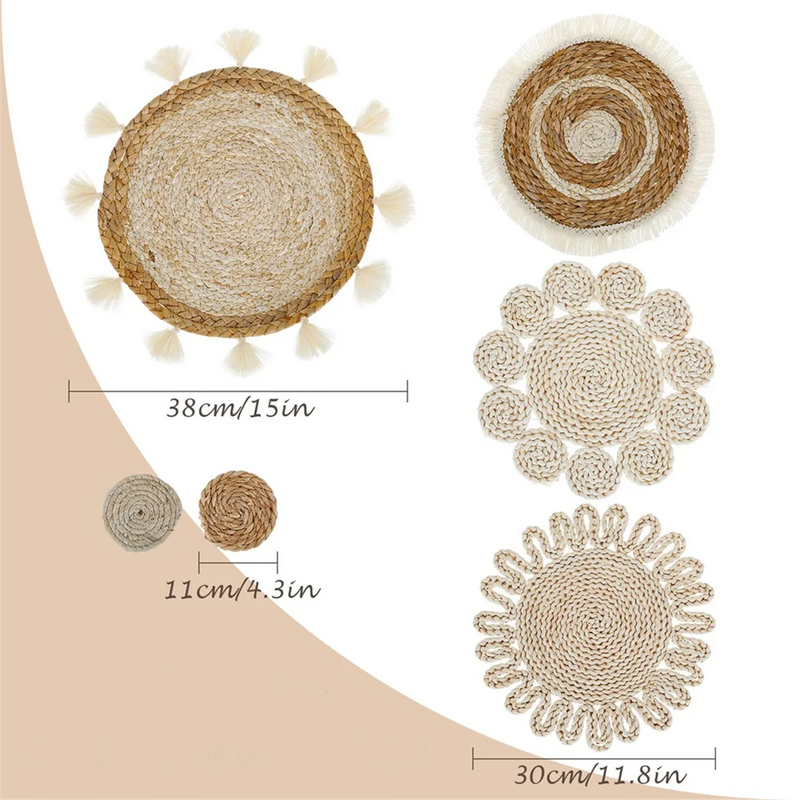 Dimensions Set of 6 Bohemian Rattan Wall Decorations