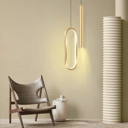 Double suspension LED nordique minimaliste en blanc froid