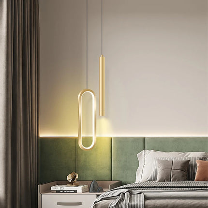 Double suspension LED nordique minimaliste à deux têtes de hauteurs différentes