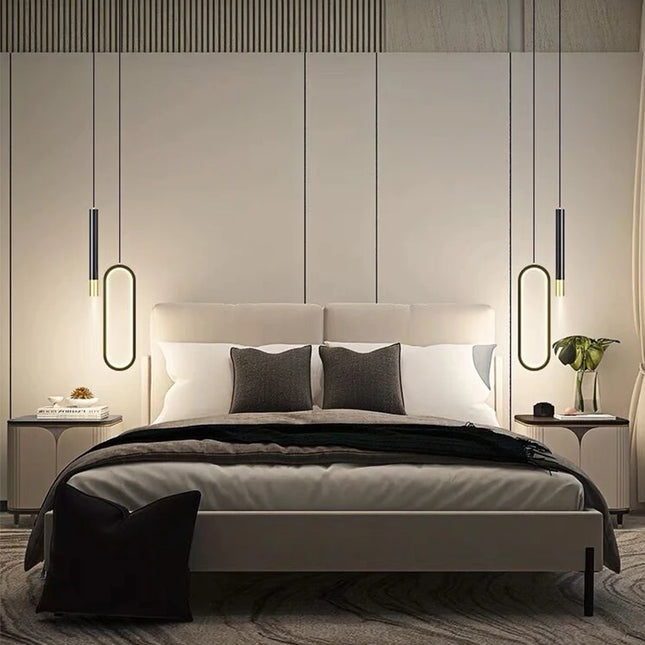Double suspension LED nordique minimaliste en finition or