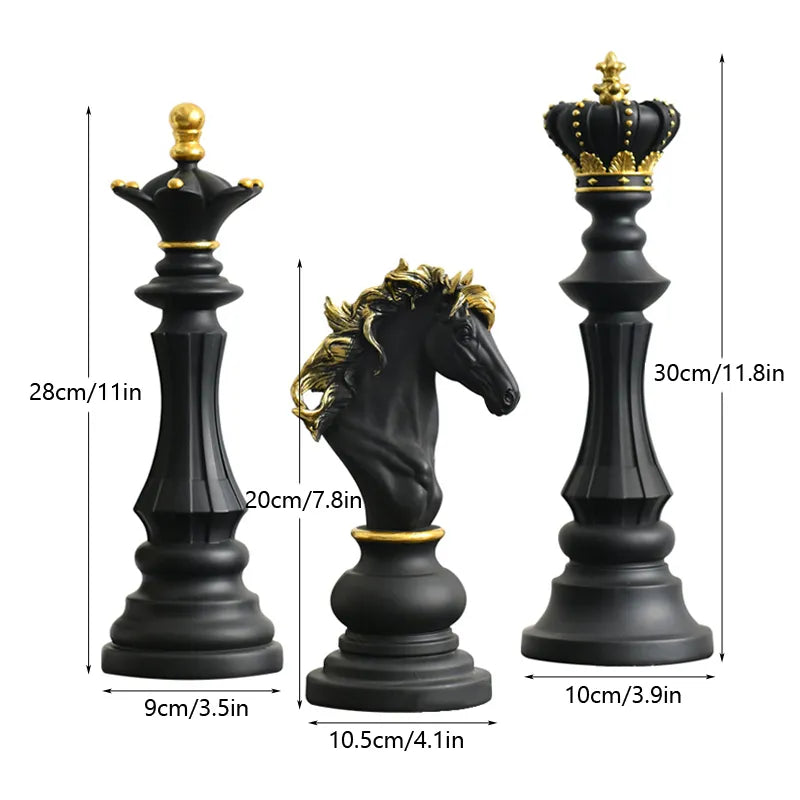 Trio Statues Échecs Luxe