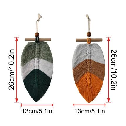 Ensemble de feuilles en macramé dans une composition décorative bohème