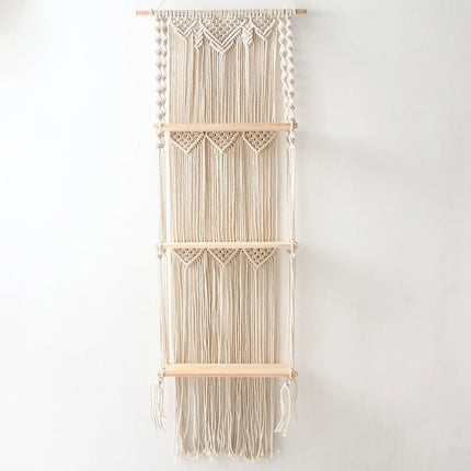 Étagère en macramé à 3 étages de style nordique dans une chambre