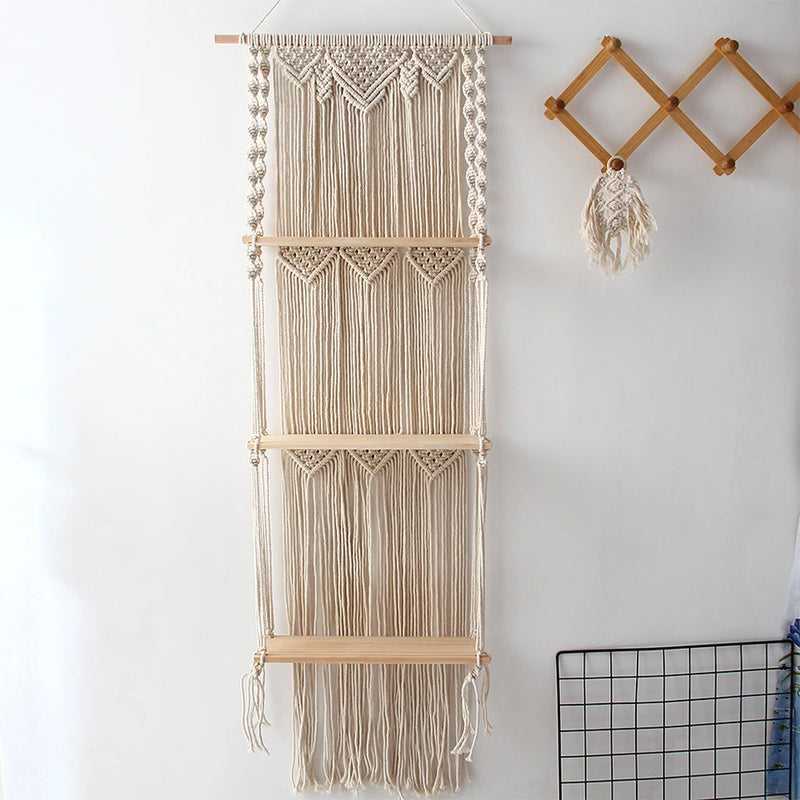 Dimensions 3 Tier Bohemian Macrame Wall Shelf