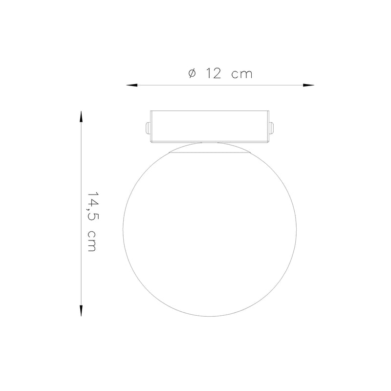 Dimensions Deckenleuchte Globe Solis aus weißem Opalglas