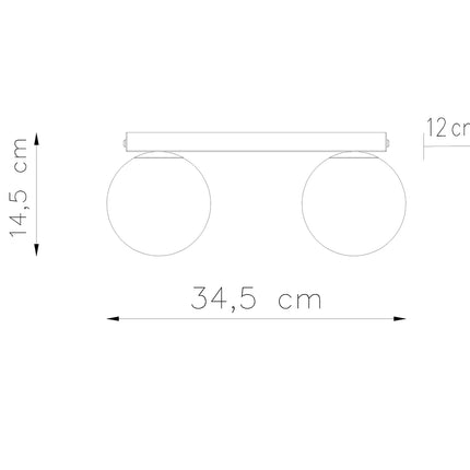 Plafonnier Globe Solis 2 globes blanc, gros plan sur le globe en verre opalin et sa finition