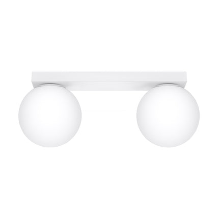 Plafonnier Globe Solis 2 globes blanc, vue packshot de face sur fond neutre