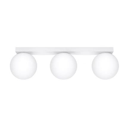 Plafonnier Globe Solis 3 globes blanc, vue packshot de face sur fond neutre